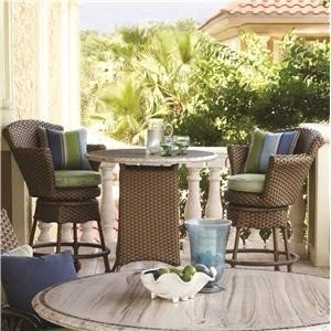 Set with swivel chairs stone tabletop by tommy bahama outdoor