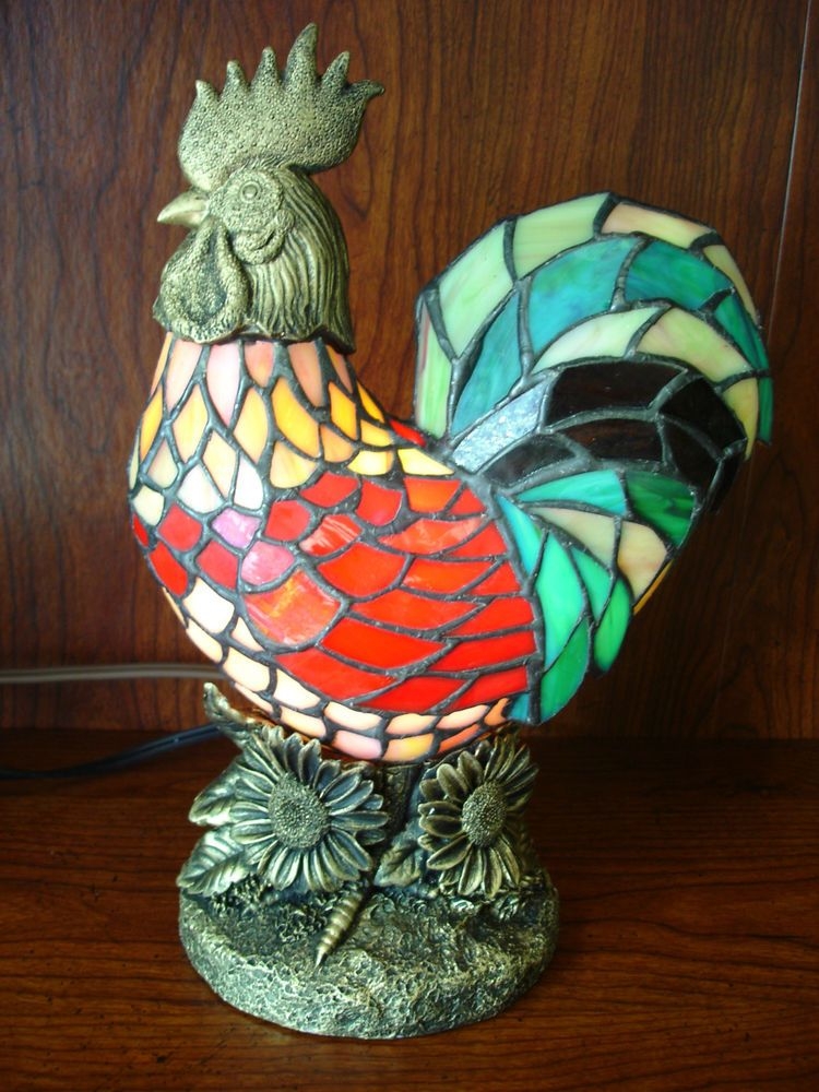 Stained glass animal rooster lamp new tc9 1