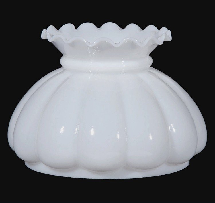White milk glass student table lamp shade 7 melon new