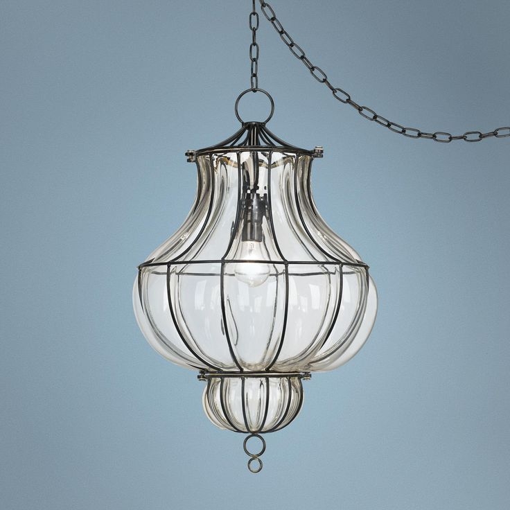 Centinela lantern 12 wide glass plug in swag chandelier