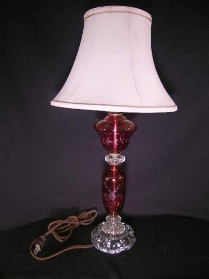 Cranberry glass lamps 3
