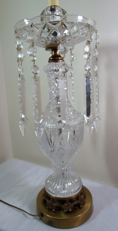 antique crystal table lamps with prisms