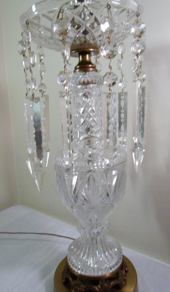 antique crystal table lamps with prisms