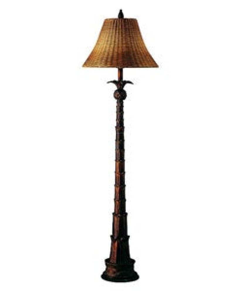 Tropical palm wicker floor lamp