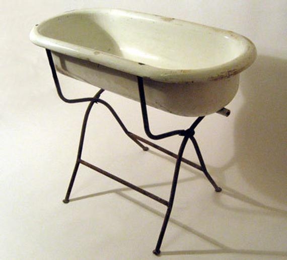 Baby bathtubs small dutch porcelain baby bathtub with metal stand