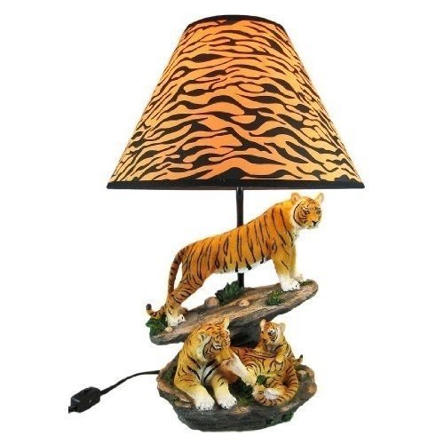 Bengal tiger family table lamp animal print shade