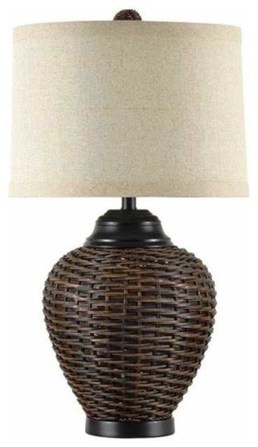 Dark rattan table lamp table lamps other metro