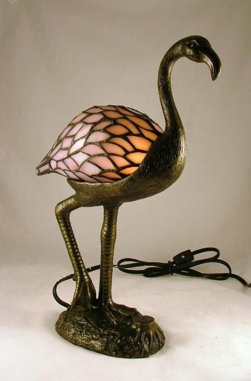 Details about stained glass tropical tiki pink flamingo lamp 1