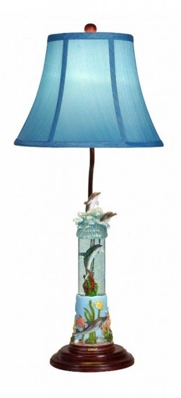 Dolphins in the sea glitter lamp