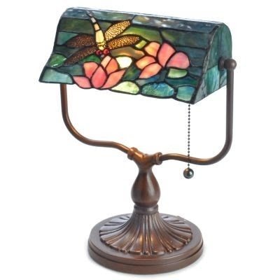Dragonfly tiffany style stained glass bankers accent desk lamp