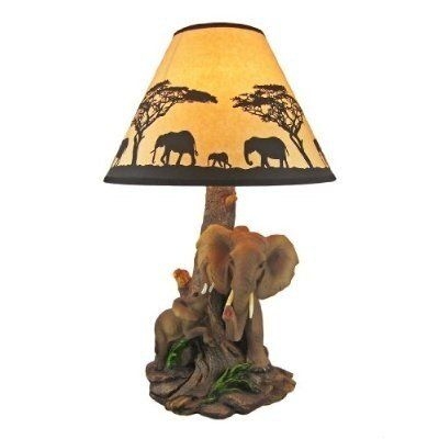 Elephant mother and child table lamp silhouette shade