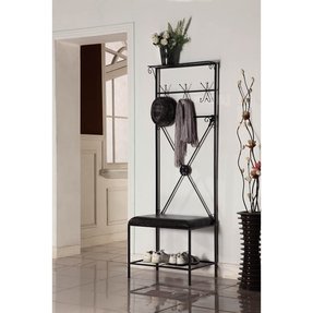 Hallway Coat Rack And Bench Ideas On Foter Freestanding Metal Framed Coat Hanger And Shoe Hall Tree In Black Dark Brown Finish