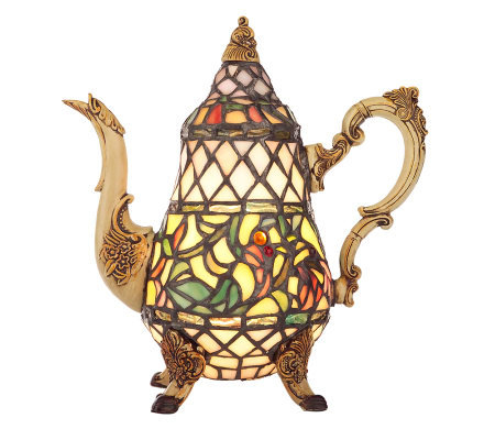 Handcrafted tiffany style 9 7 8 victorian inspired teapot accent