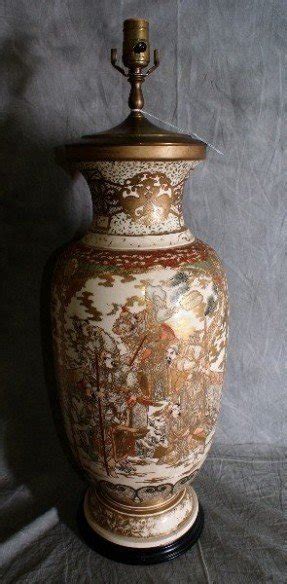 30 antique japanese satsuma lamp h 29