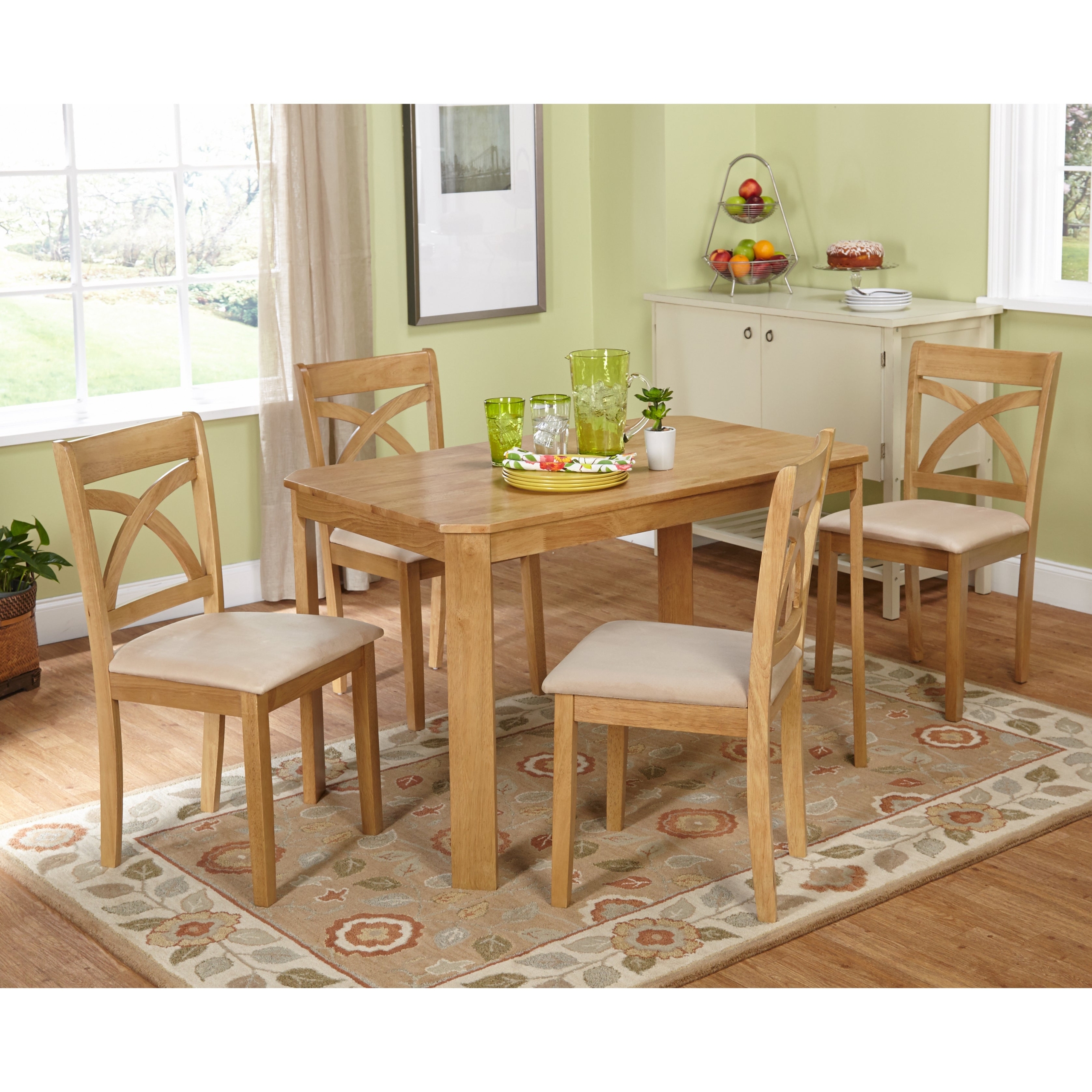 Cavendish 5 Piece Dining Set Includes Dining Table and 4 Upholstered Chairs