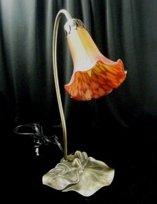 Details about lily pad shaped electric table lamp orange flower