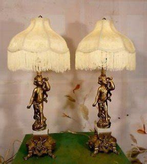 Details about pair antique vintage cherub table lamps lights fixtures