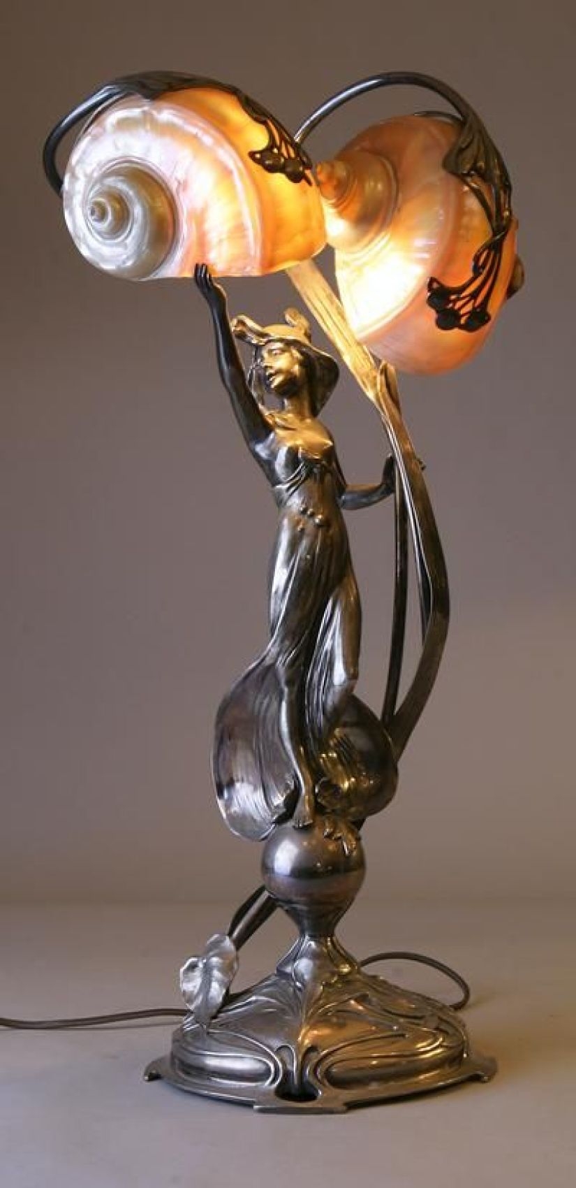 French art nouveau lady lamp