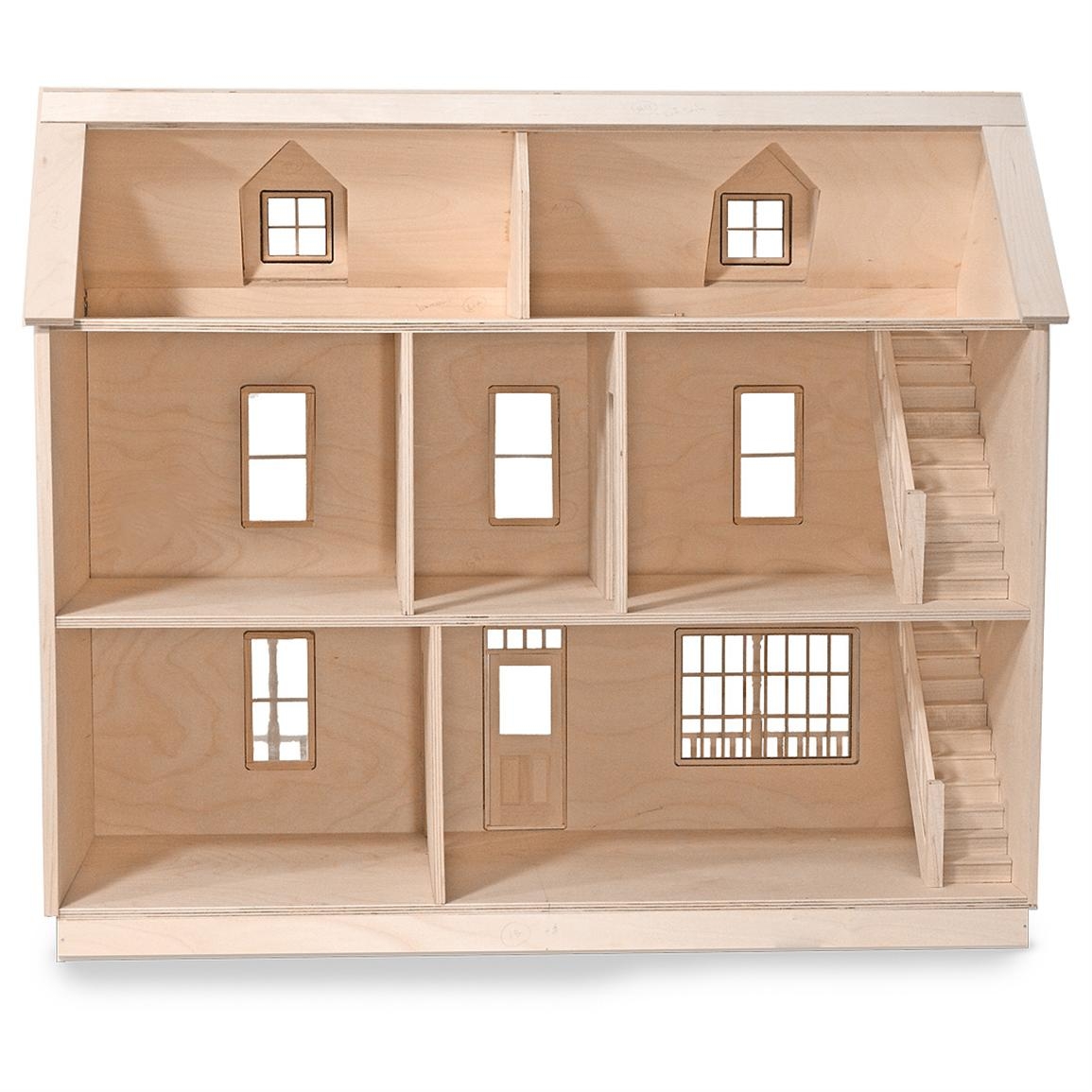 plain wooden dolls house