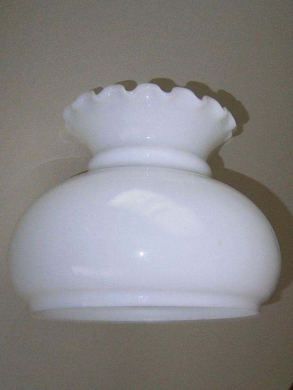 Opal white ruffled 7 glass oil student lamp shade