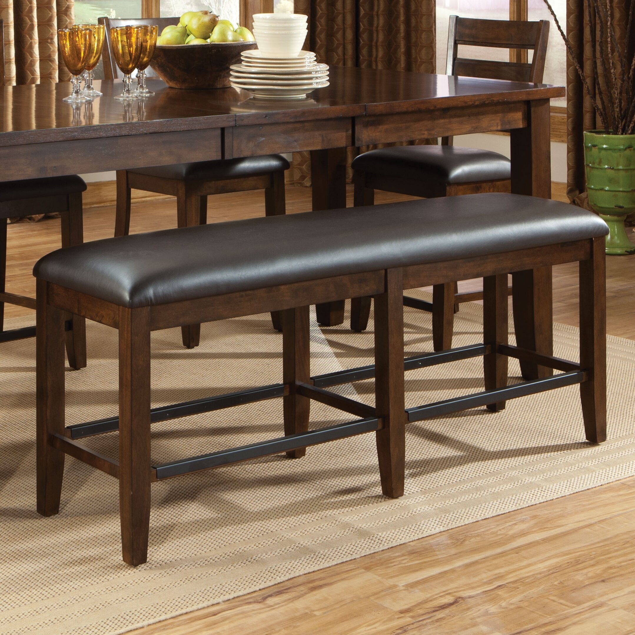 Standard Furniture Abaco Counter Height Bench in Tobacco Brown