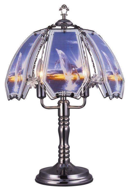23.5"h Glass Little Guardian Angel Theme Black Chrome Base Touch Lamp