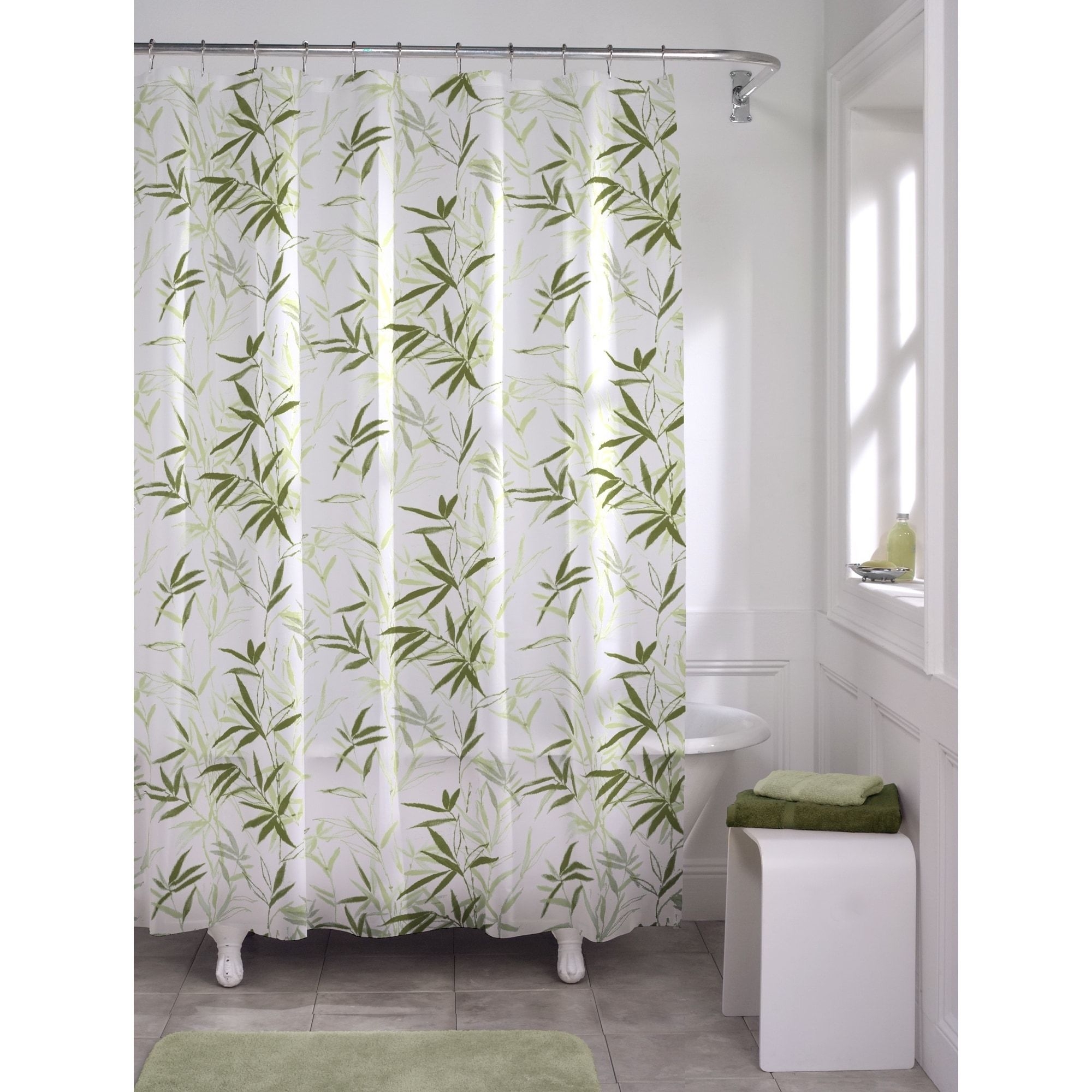 Home Garden Bamboo Eye Protection Green Shower Curtain Polyester Waterproof Bathroom Decor Bath