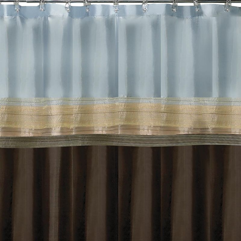 blue and brown shower curtain