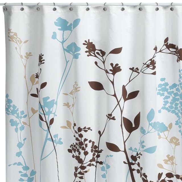 Brown and blue shower curtain