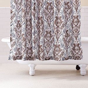 Brown and green shower curtains
