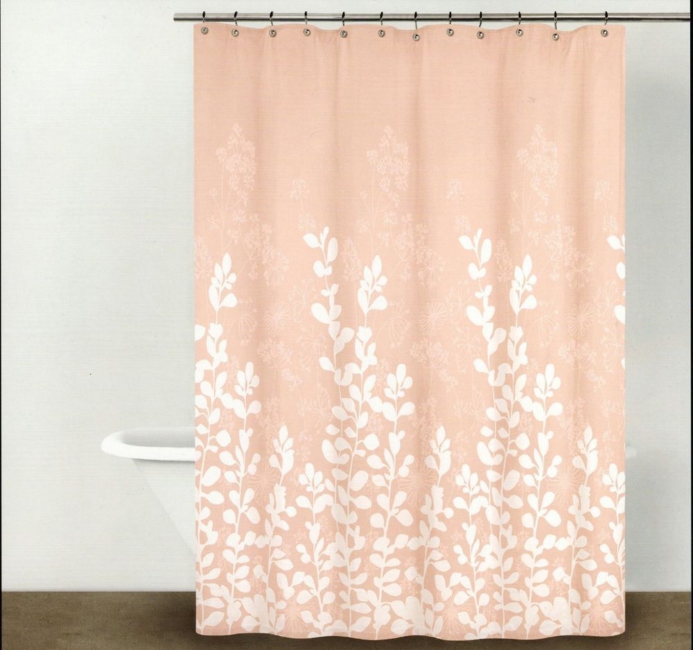 peach and grey shower curtain