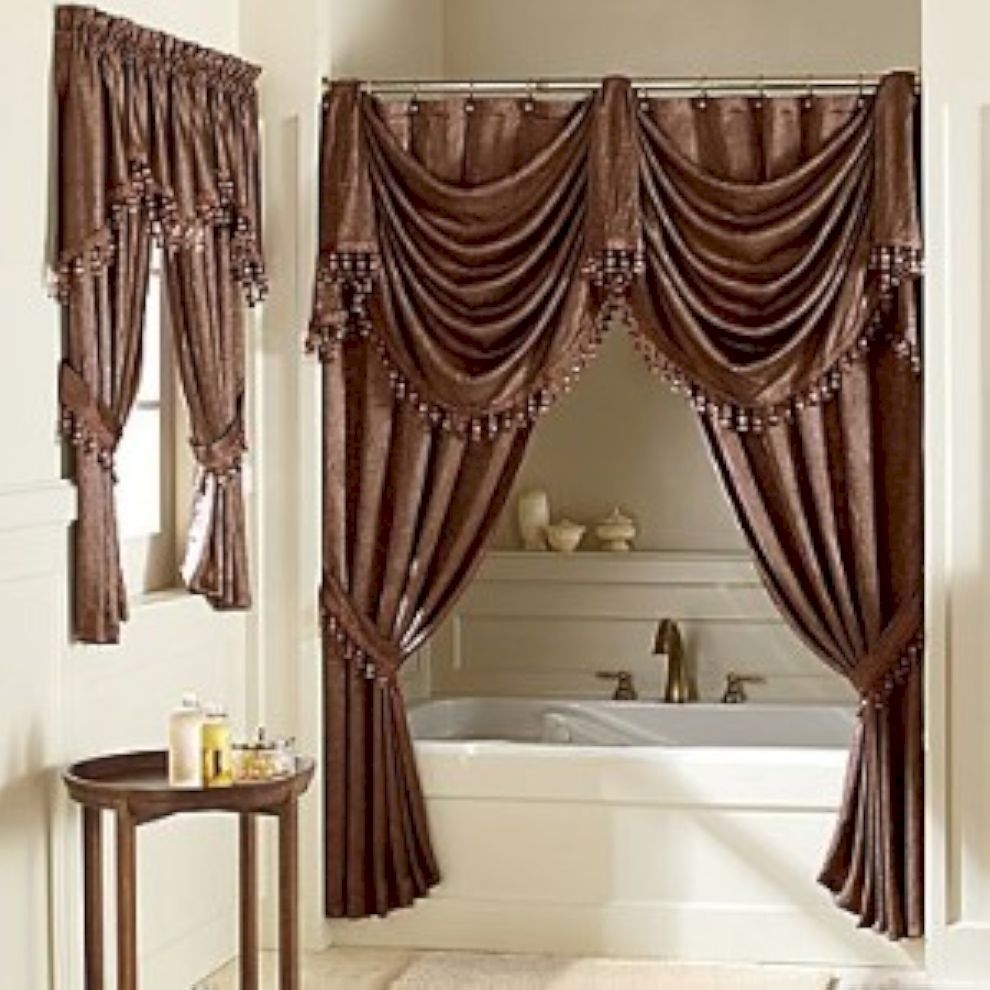 Double swag shower curtain 1