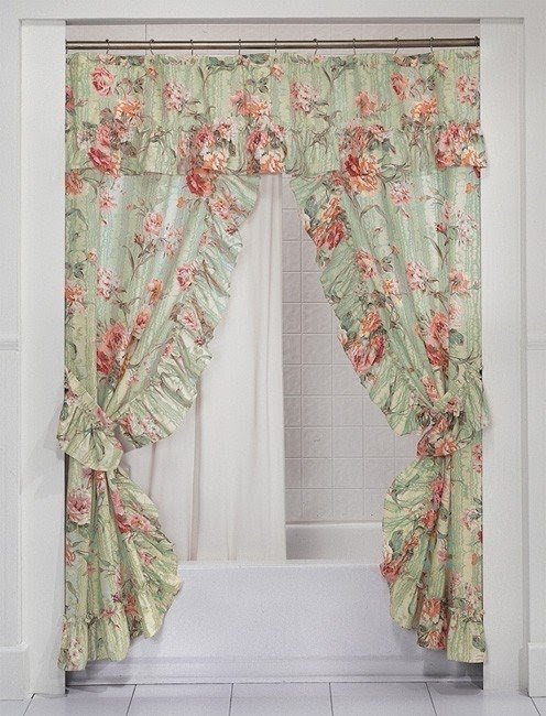 English rose double swag shower curtain