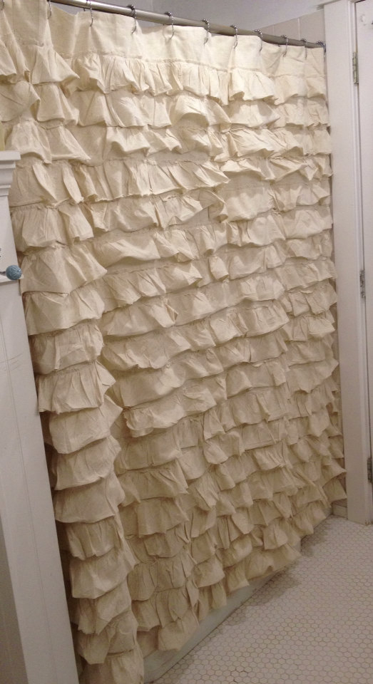 Gorgeous cream ruffled shower curtain