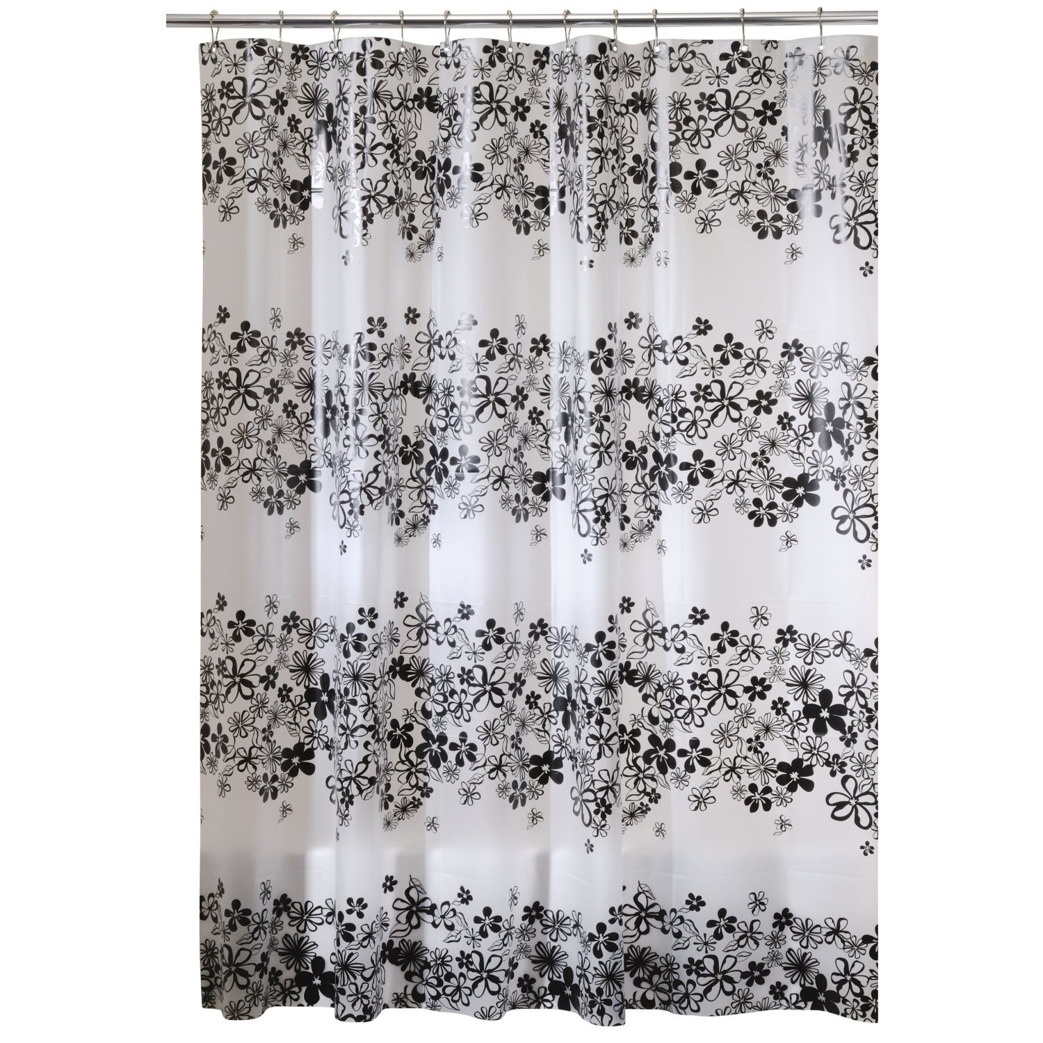 Interdesign fiore eva stall size shower curtain black 54 inches