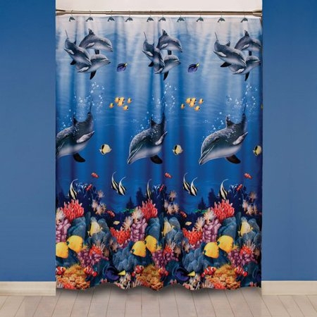 Mainstays dolphin sea fabric shower curtain