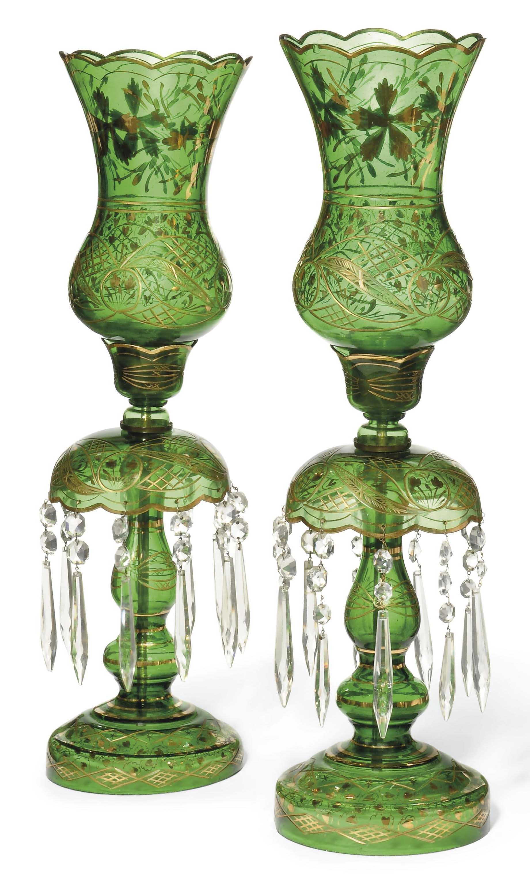 Pair of bohemian glass lustre table lamps for the turkish