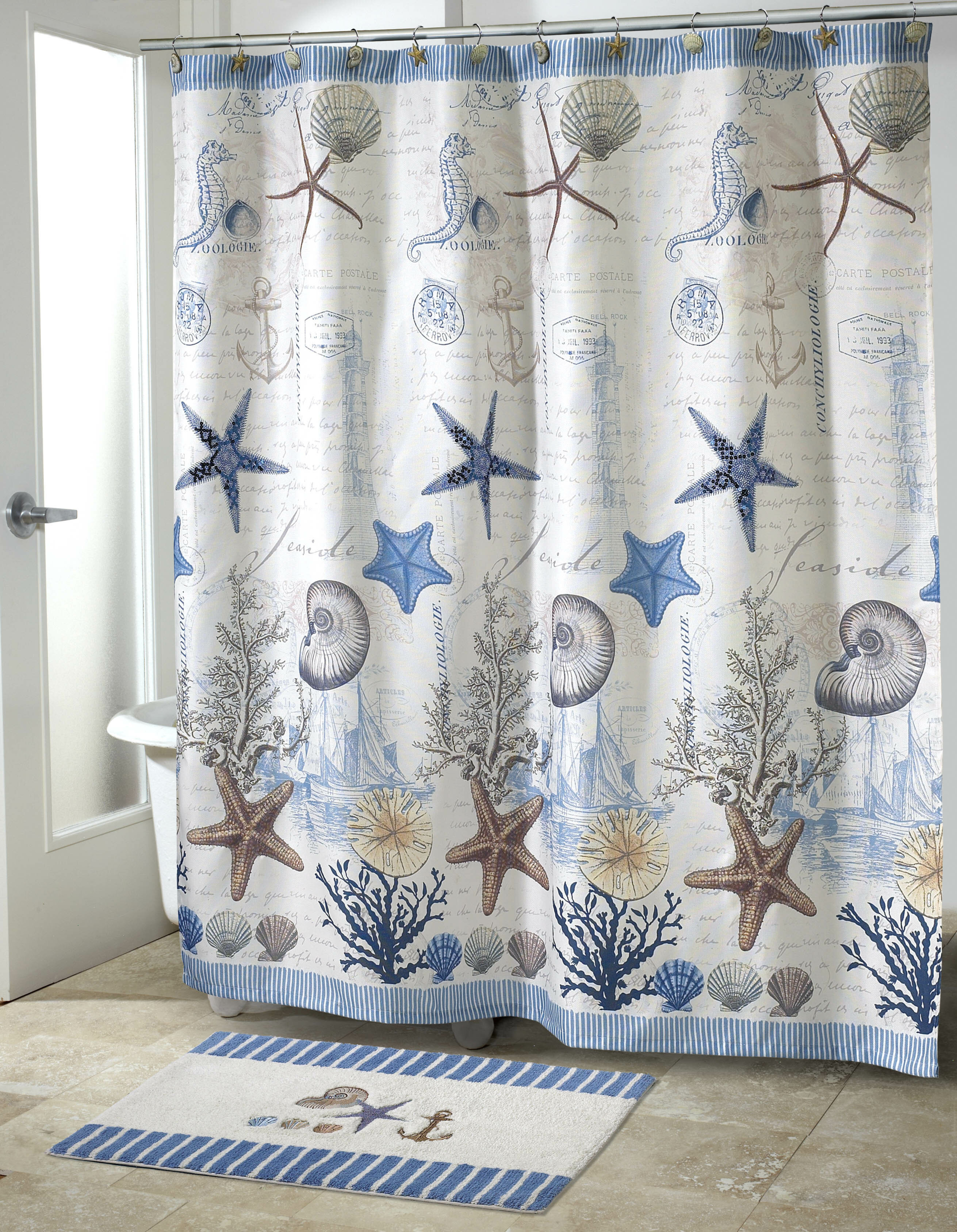 Seashell Fabric Shower Curtain Ideas On Foter