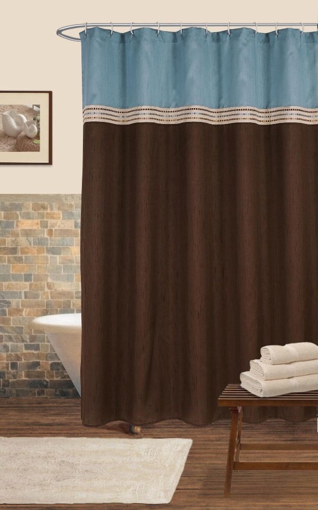 Brown And Blue Shower Curtain - Foter