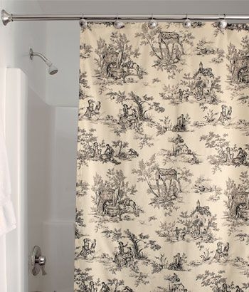 Lavish Black/Ivory Classic Toile Shower Curtain 