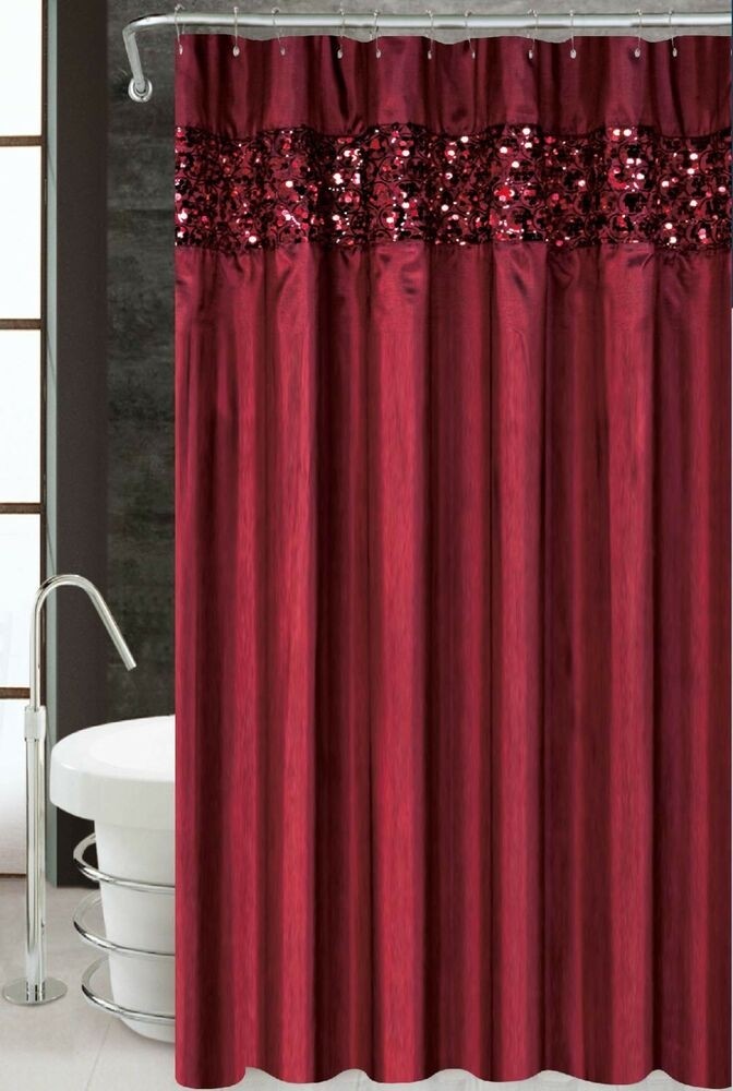 burgundy fabric shower curtain