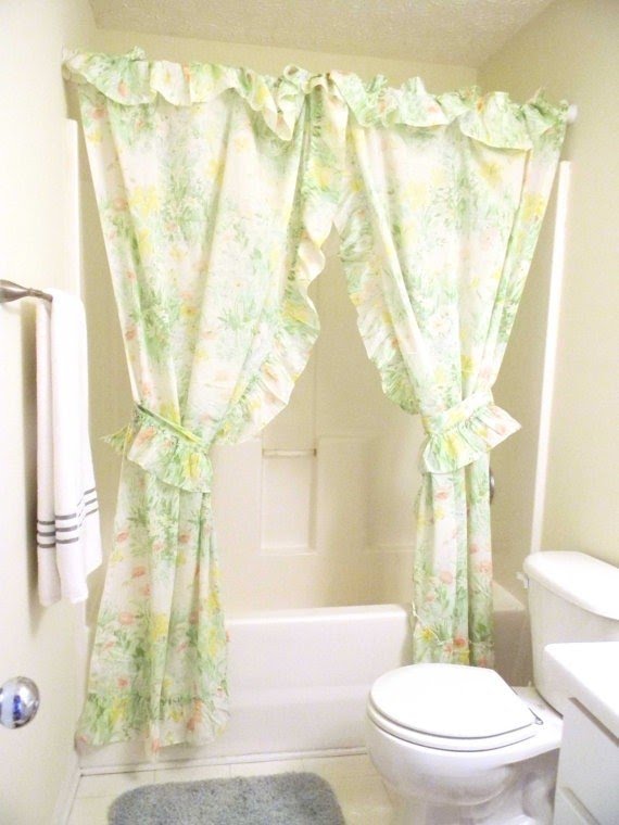 Vintage shower curtain double swag floral butterfly by mustymusts 32