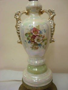 Vintage Worrall Hand Painted Fancy Collectable Gold Trimmed Porcelain Table Lamp