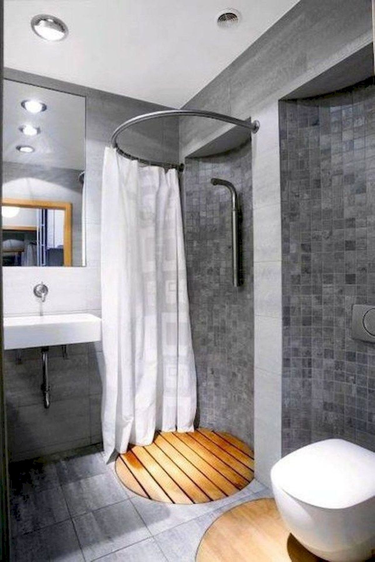 Walk in shower with curtain