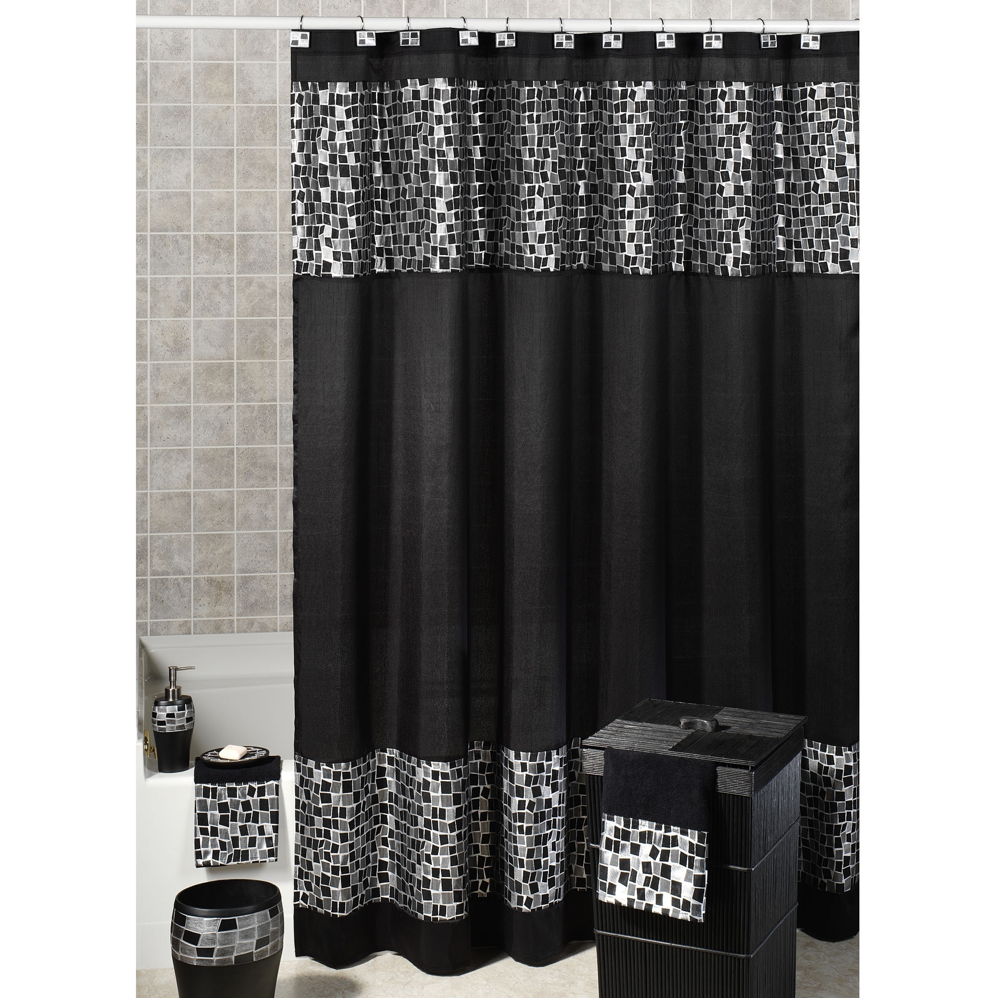 black shower curtain