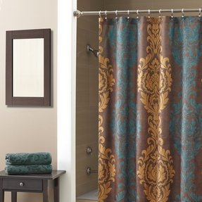 teal and brown shower curtains