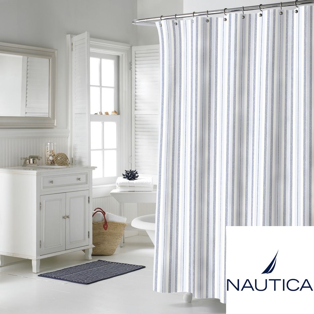 Nautica home palmetto bay stripe cotton shower curtain