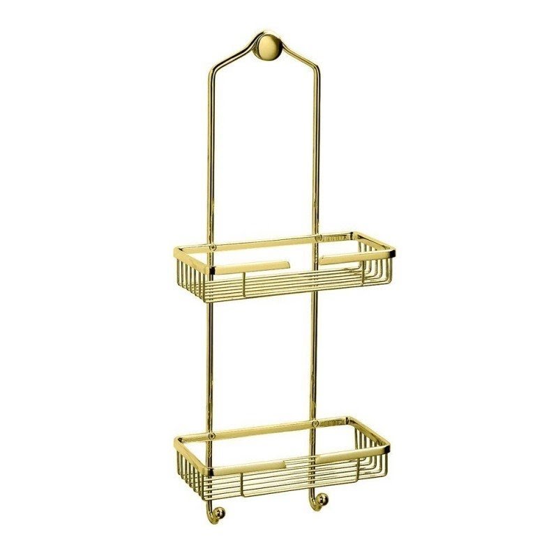 Wall Mounted Brushed Gold Bath Brass Shower Caddy Basket Storage Shelves 