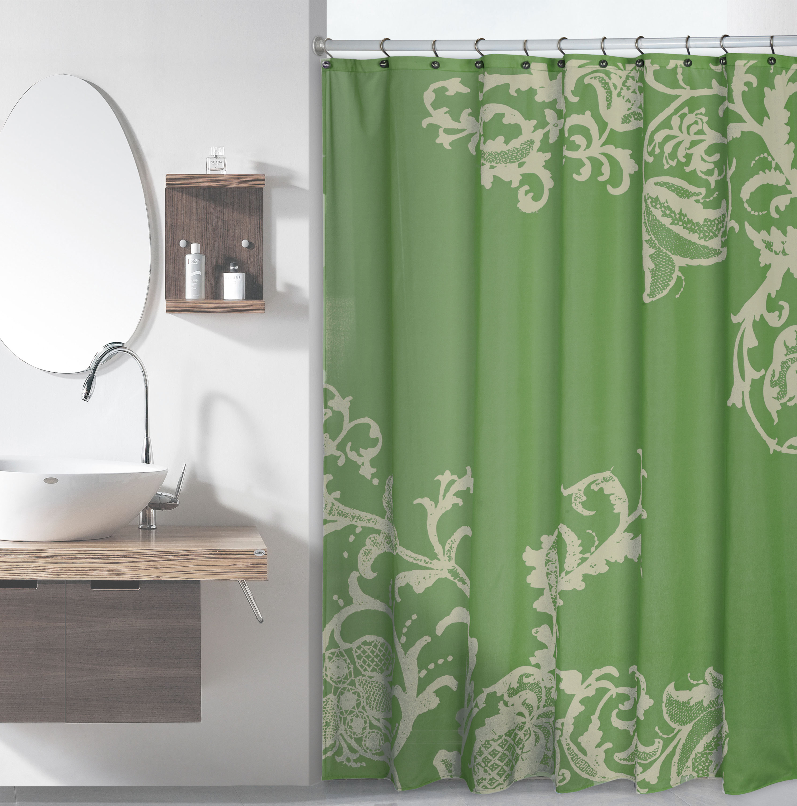 Details about   Fabric Shower Curtain or Liner with Magnets Sage Green Machine Hotel Quality 