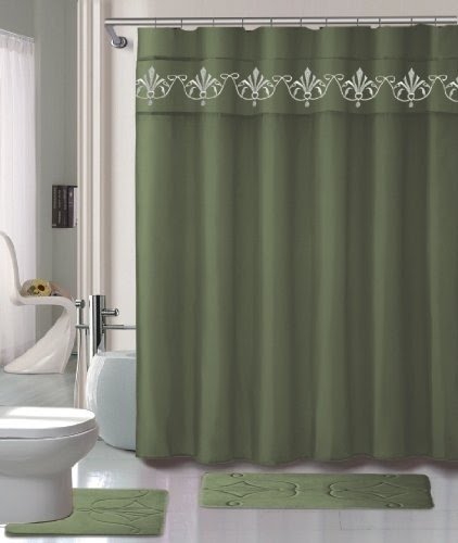 Sage green shower curtain 3